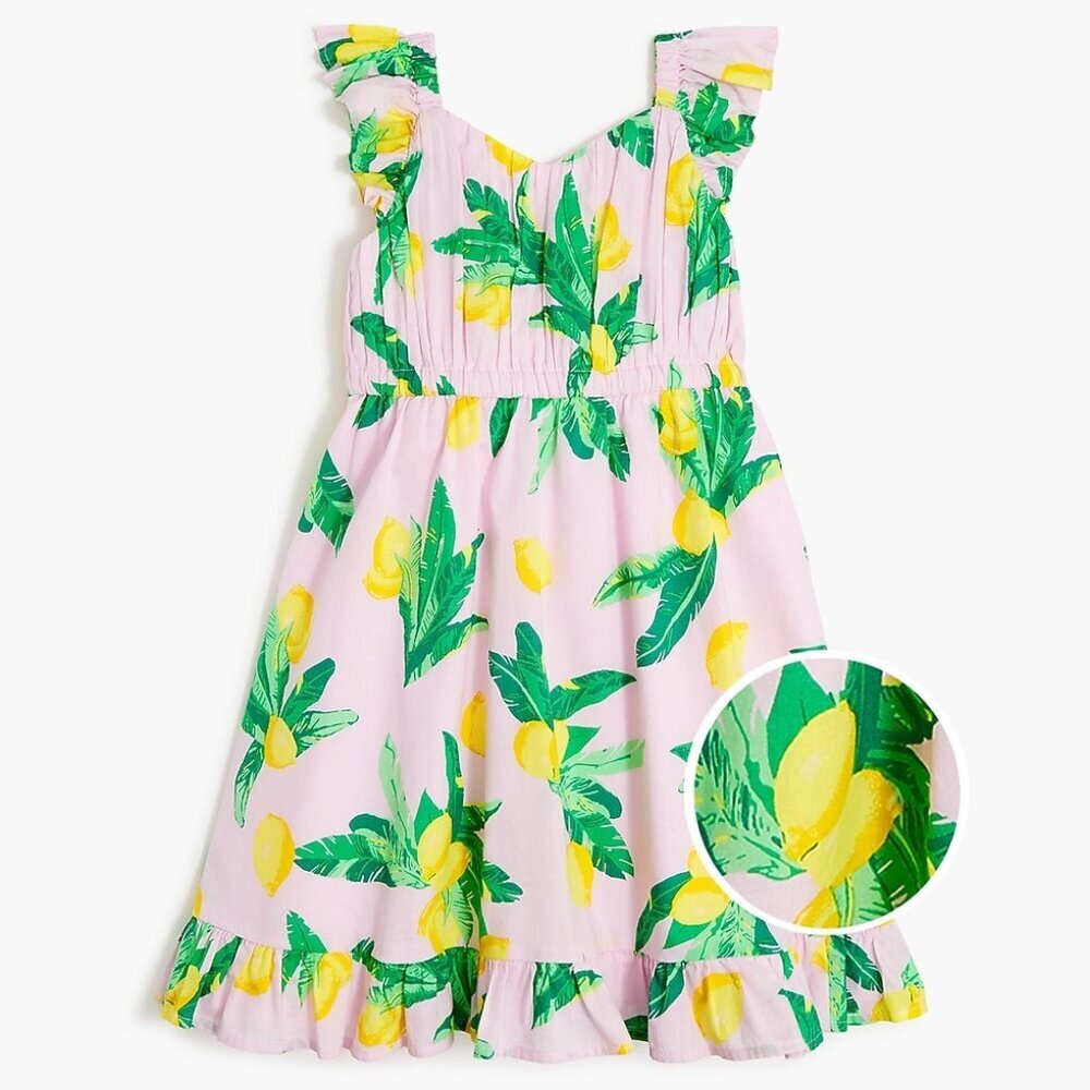 Crew Cuts Girls' Lemon Dress And Sleeveless Tie-front Button-up Top Set- 2 Piece - Picture 2 of 11